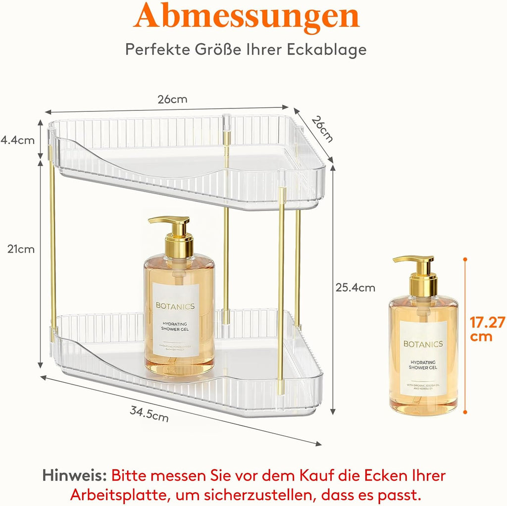 Lifewit 2-stufiger Eck-Organizer transparent fuer Schminktisch Bad