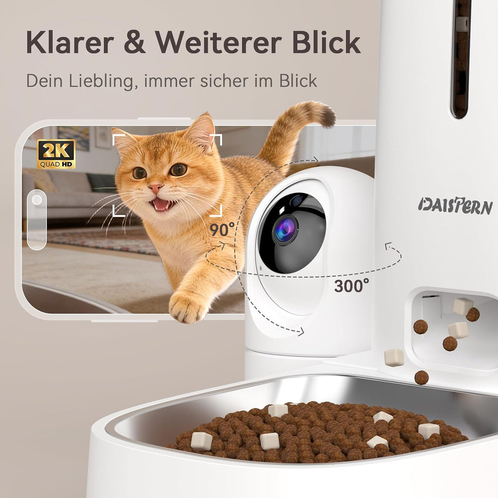 Futterautomat fuer Katze und Hund 4L mit 1080P Kamera Nachtsicht und WLAN
