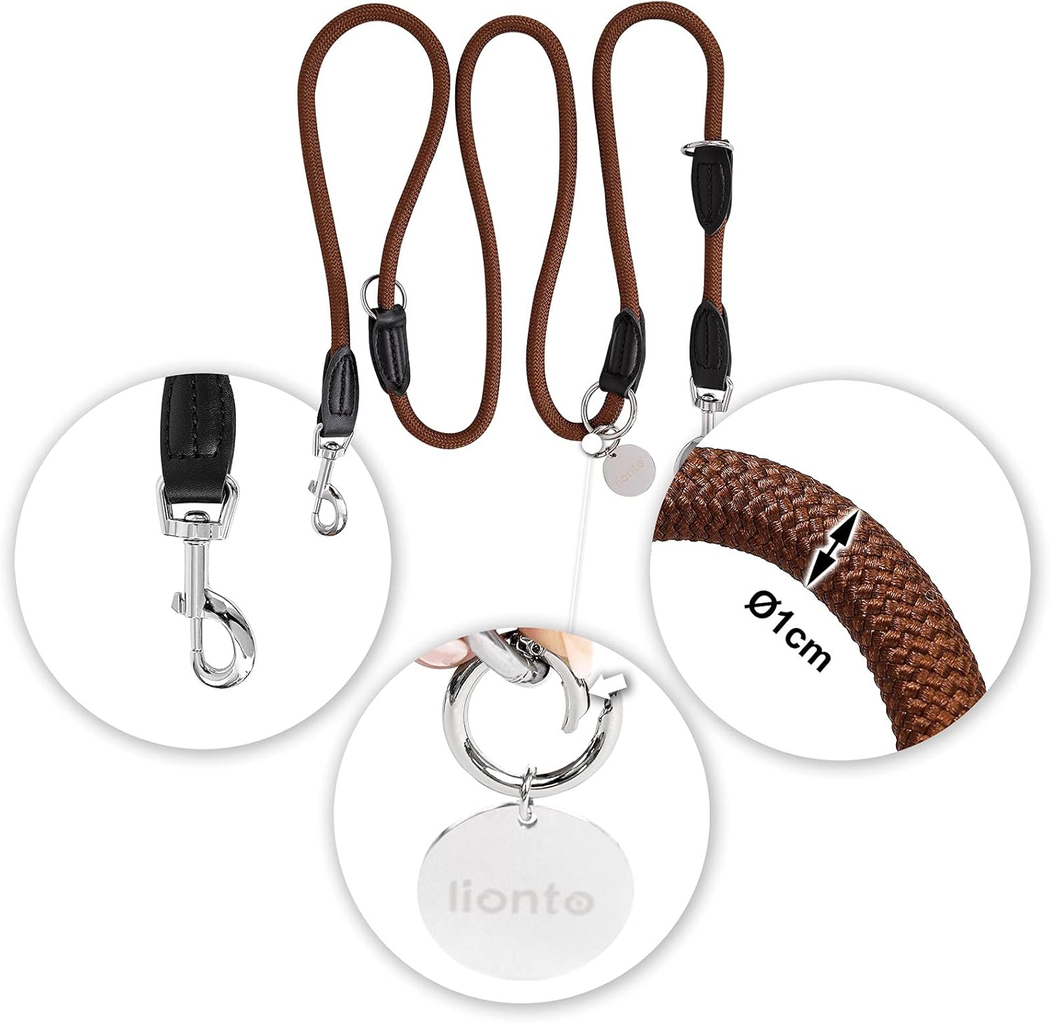 lionto verstellbare Multifunktionsleine 200 cm wetterfest rostfreie Karabiner
