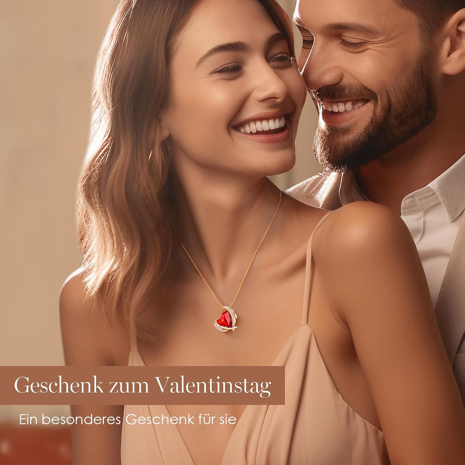 CDE Damen Halskette Roségold Herz Anhaenger Schmuck Geschenk