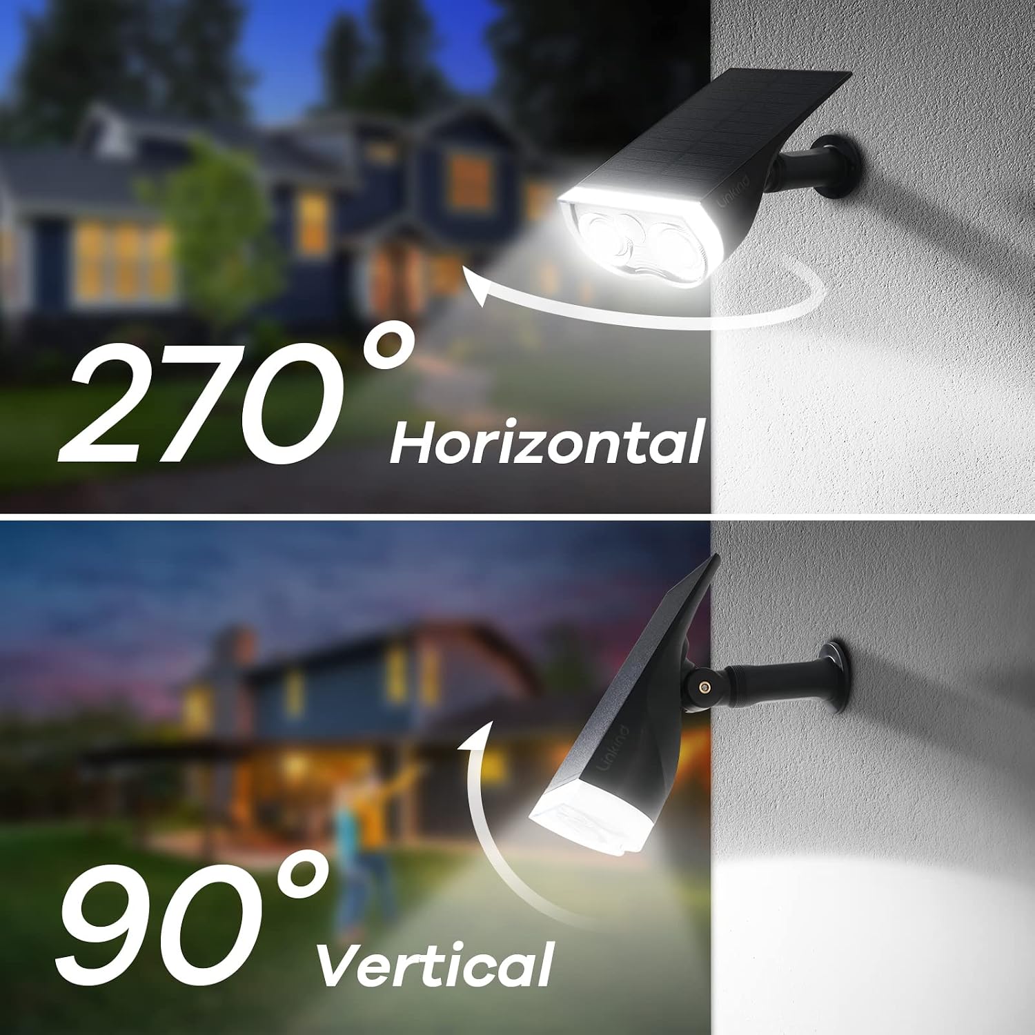 Linkind Solarlampe farbig RGBW Dusk-to-Dawn 22-LED Gartenleuchte IP65, 4er Set