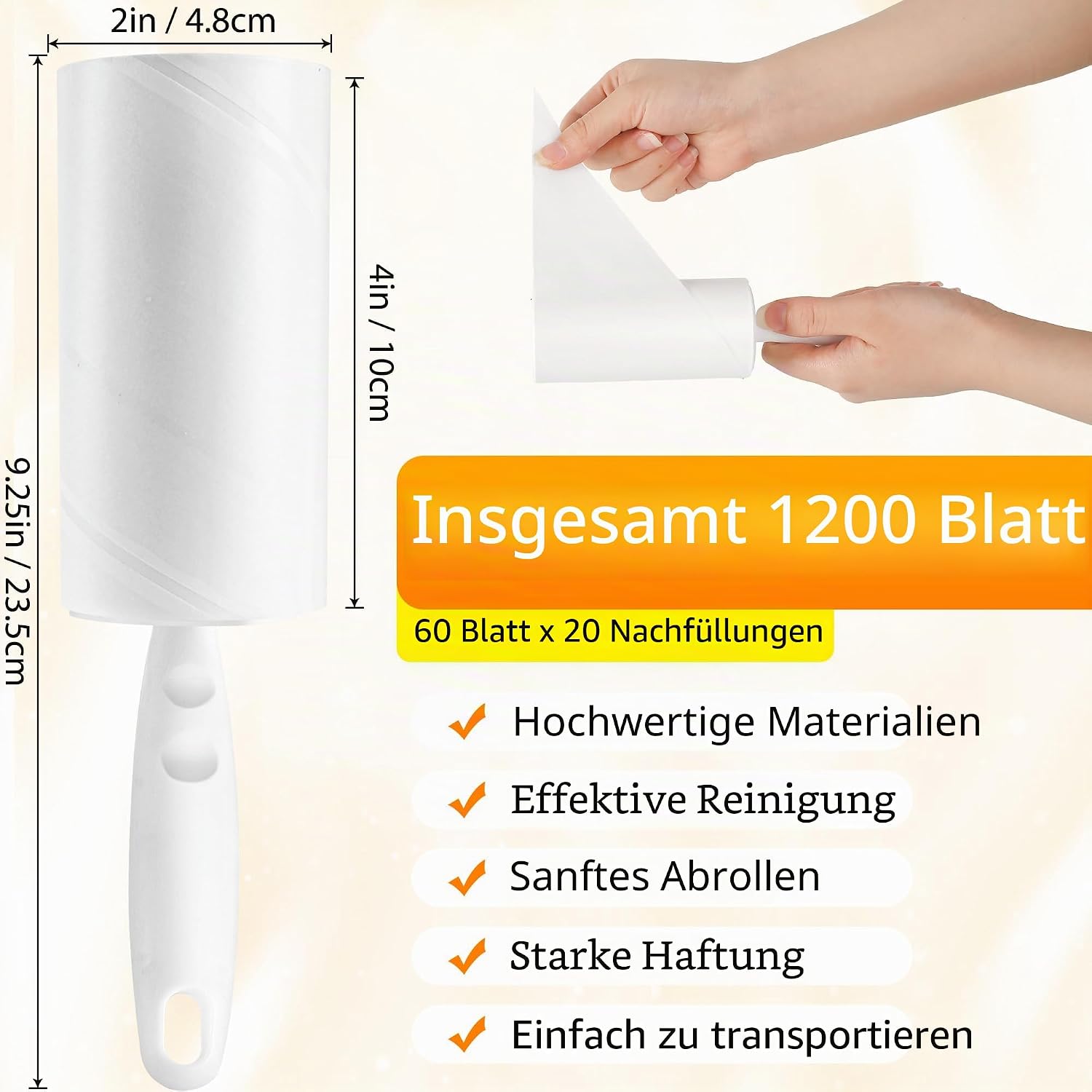Fusselroller 20 Rollen mit 2 Abrollern und 60 Blatt pro Rolle