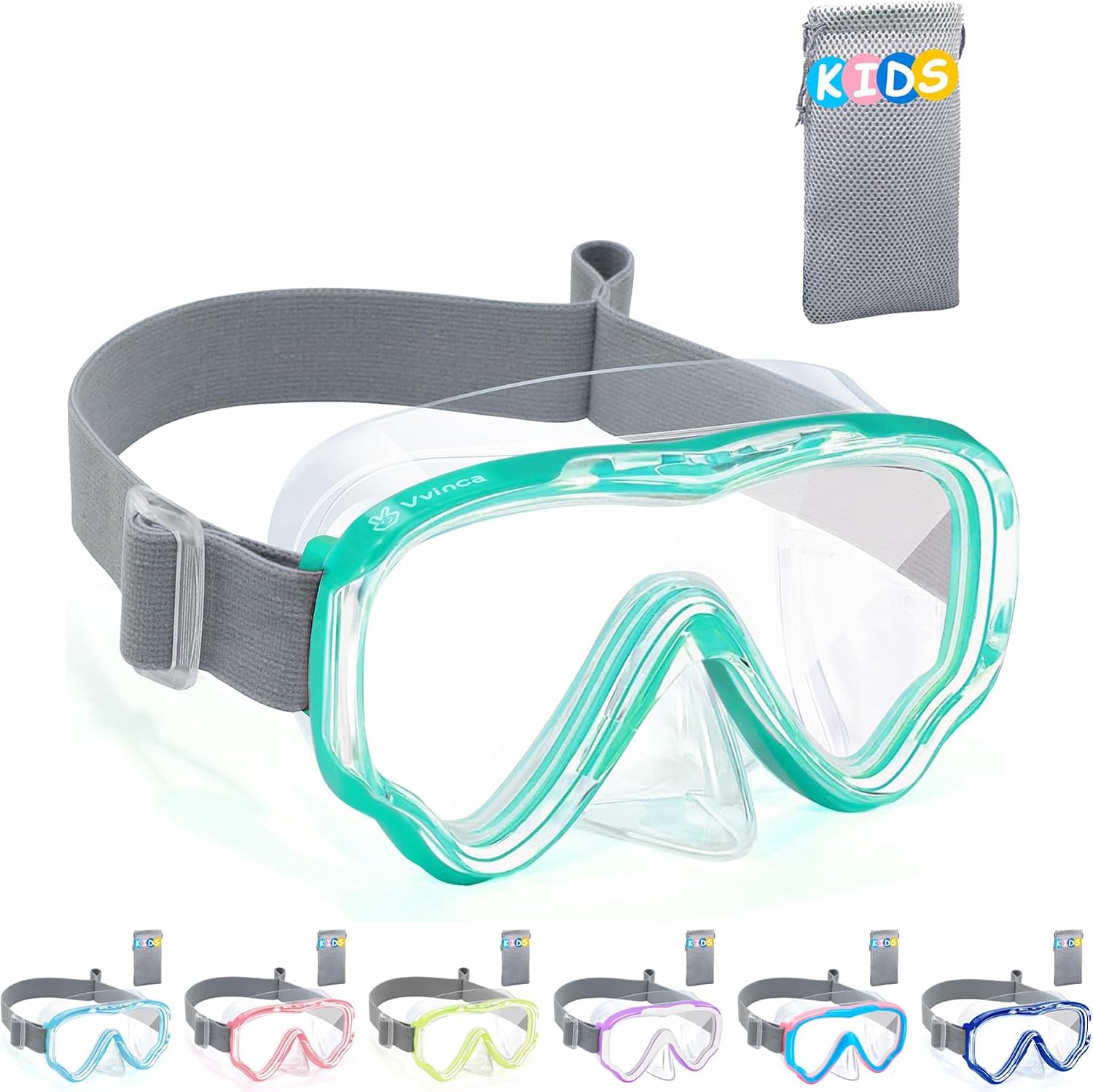 Vvinca Taucherbrille Kinder 180° Panorama Schwimm- und Tauchmaske mit Stoffband