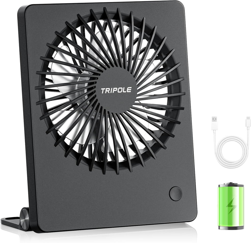 TriPole Tischventilator wiederaufladbar 180° neigbar 3 Stufen USB klein