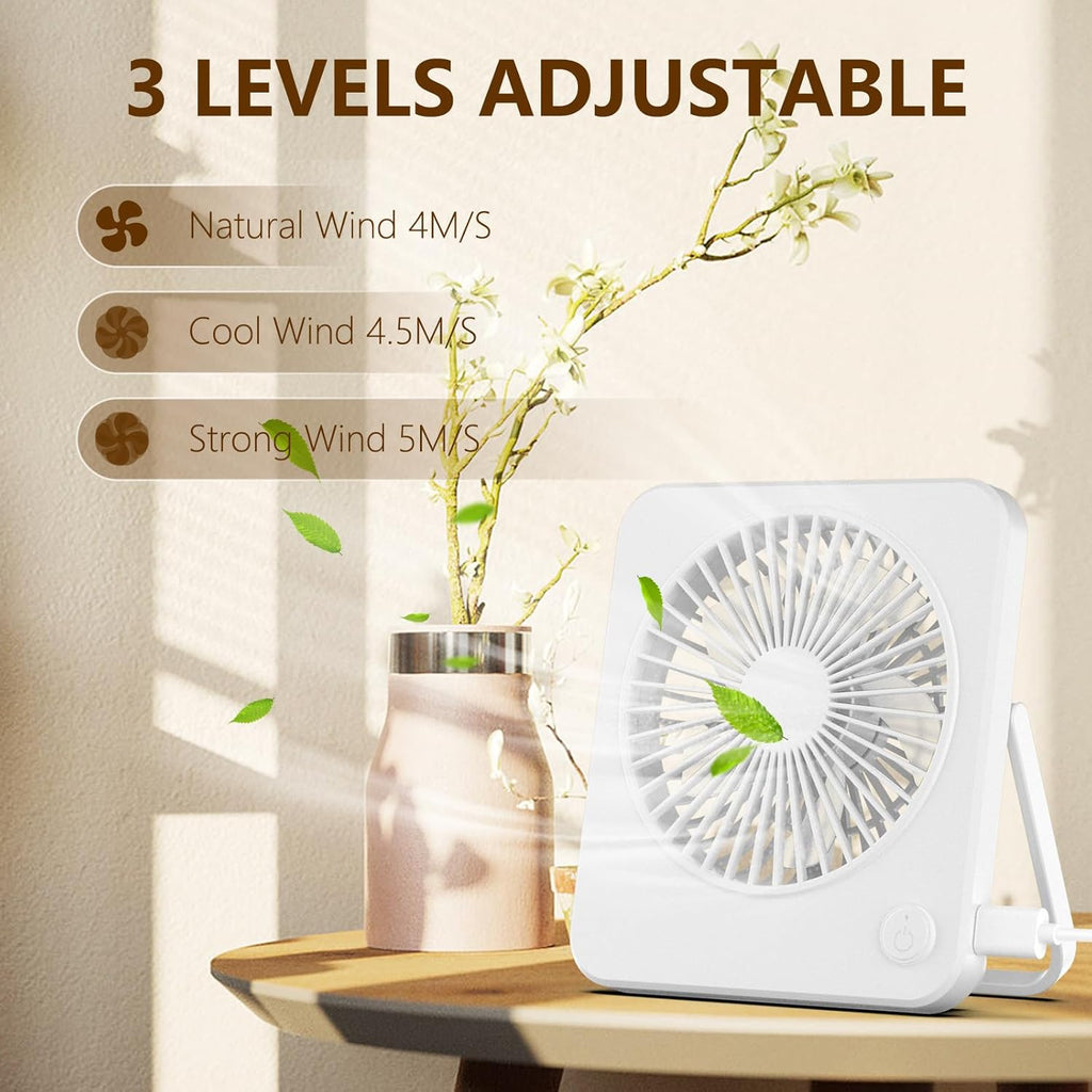 Hianjoo USB Tischventilator leise 3 Geschwindigkeiten schwarz, USB-Stromversorgu
