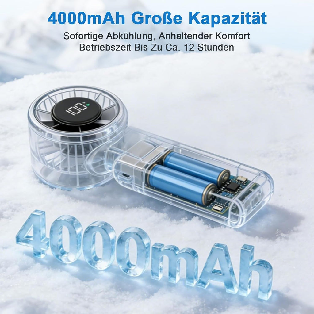 SURFOU Handventilator 4000 mAh Akku, 5 Stufen, faltbar, USB, LED-Anzeige, Schwar