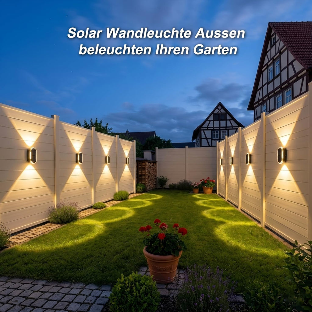 ELLASAY Solar Wandleuchte aussen IP65 Up-and-Down, 3 Lichtfarben, 4er Set