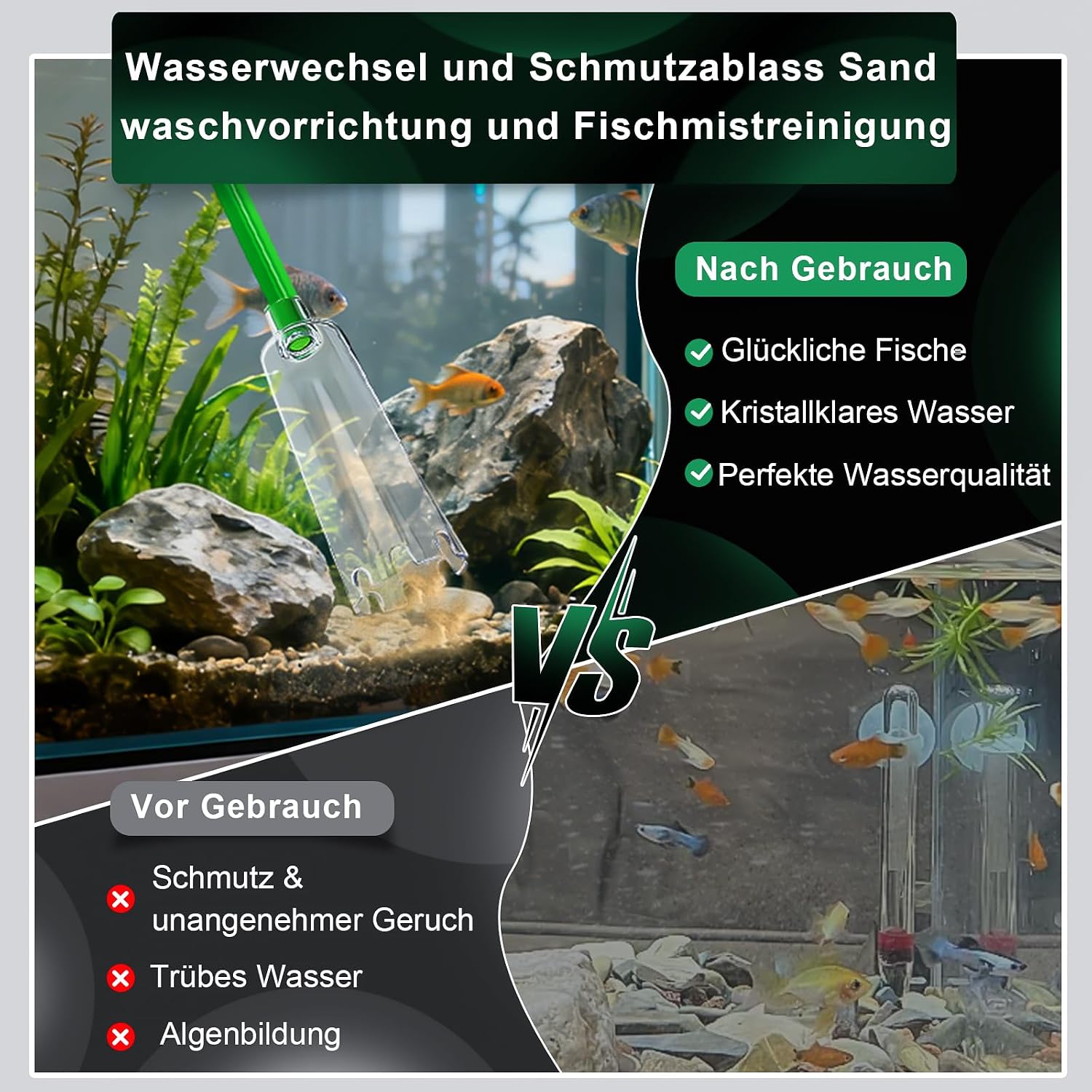 Boxtech Aquarium Reiniger Wasserwechsel Kiesfilter Sandreiniger Pumpe