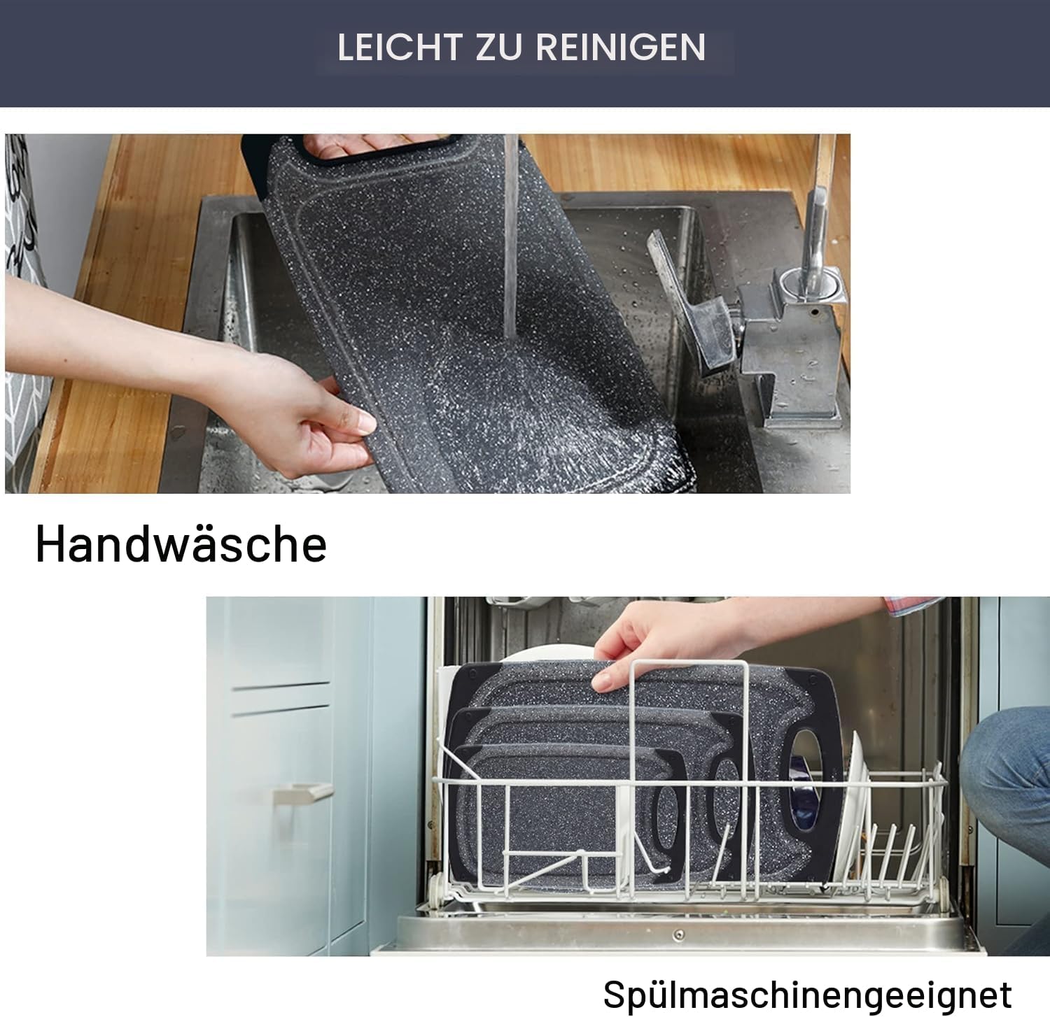 KIMIUP Schneidebrett Set 3-teilig Kunststoff rutschfest spuelmaschinenfest