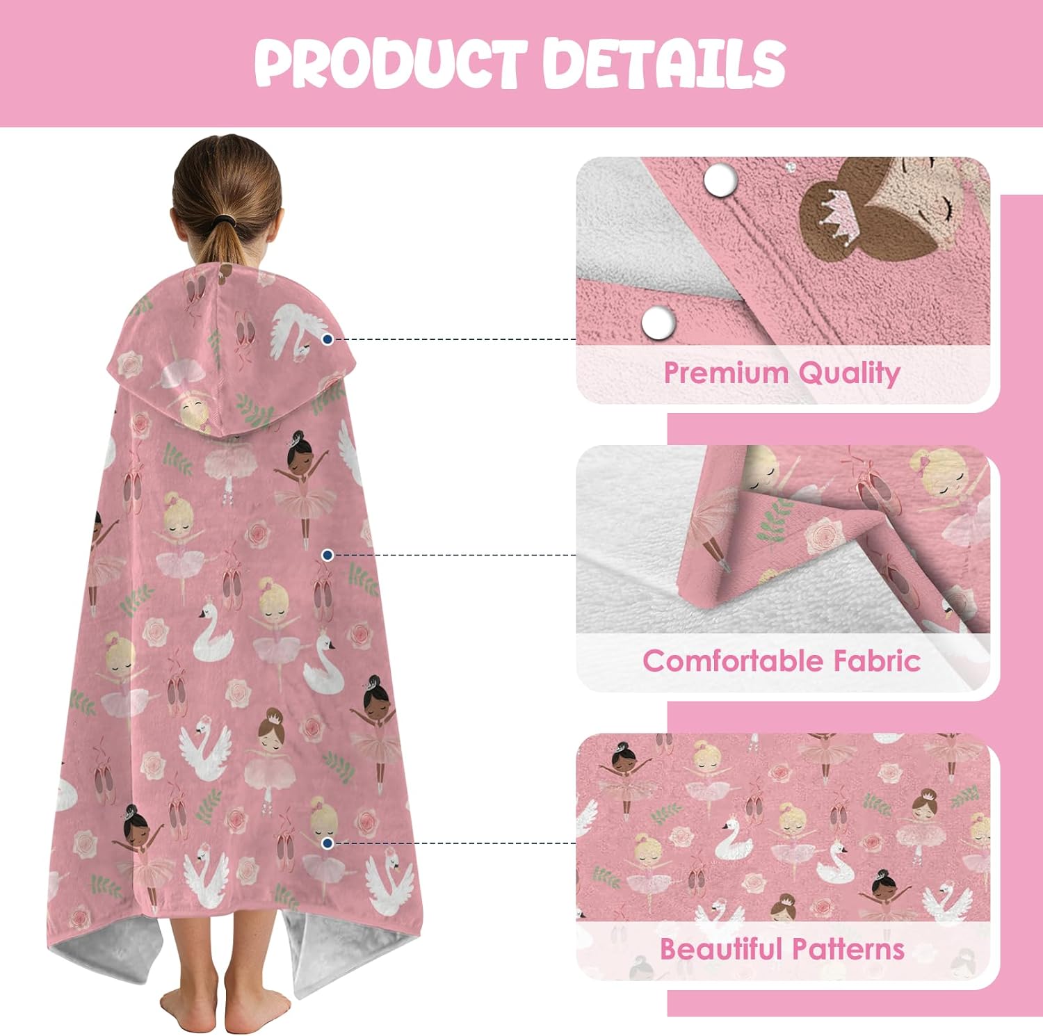 Eiscreme Kapuzenponcho Handtuch 130x100 cm Kinder Jungen Maedchen Strand Schwimmb