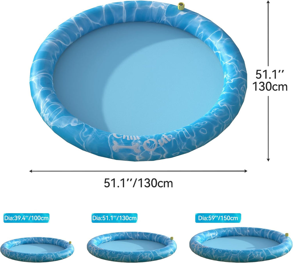 All for Paws Hundespielmatte mit Sprinkler 130cm-150cm Kuehlende Wassermatte