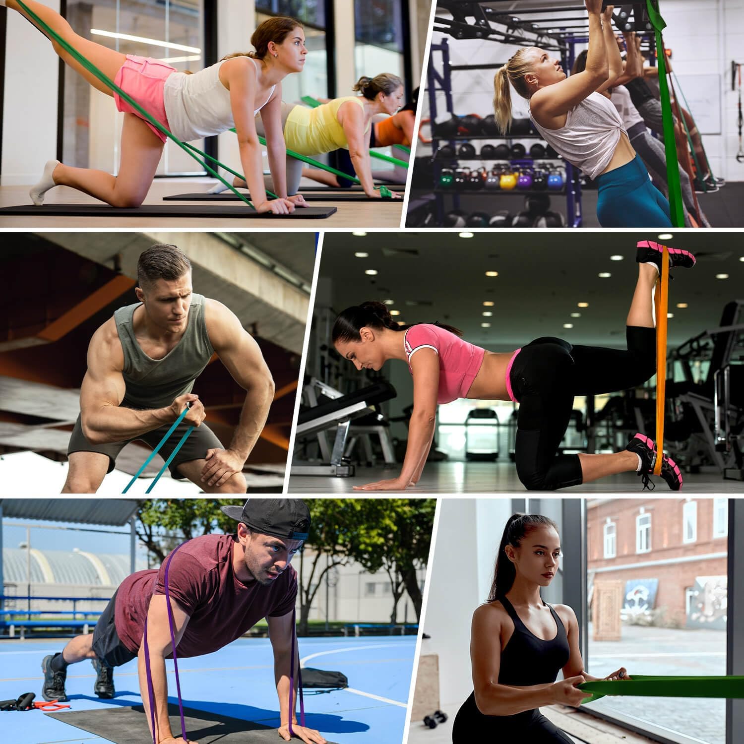 Widerstandsband Set 3 Stufen mit Tueranker und Tasche fuer Fitness Yoga Pilates