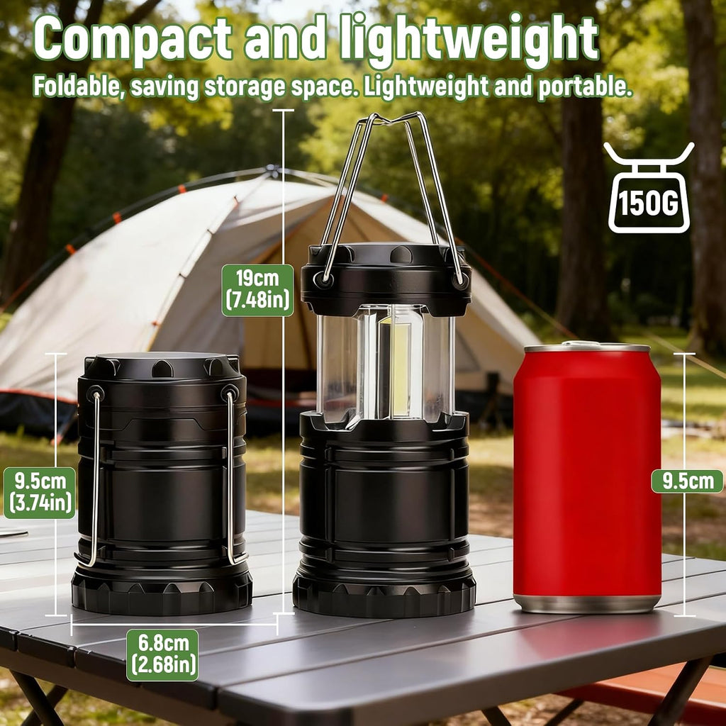 2er Set faltbare LED Campinglampe wasserdicht mit Haken, batteriebetrieben AAA