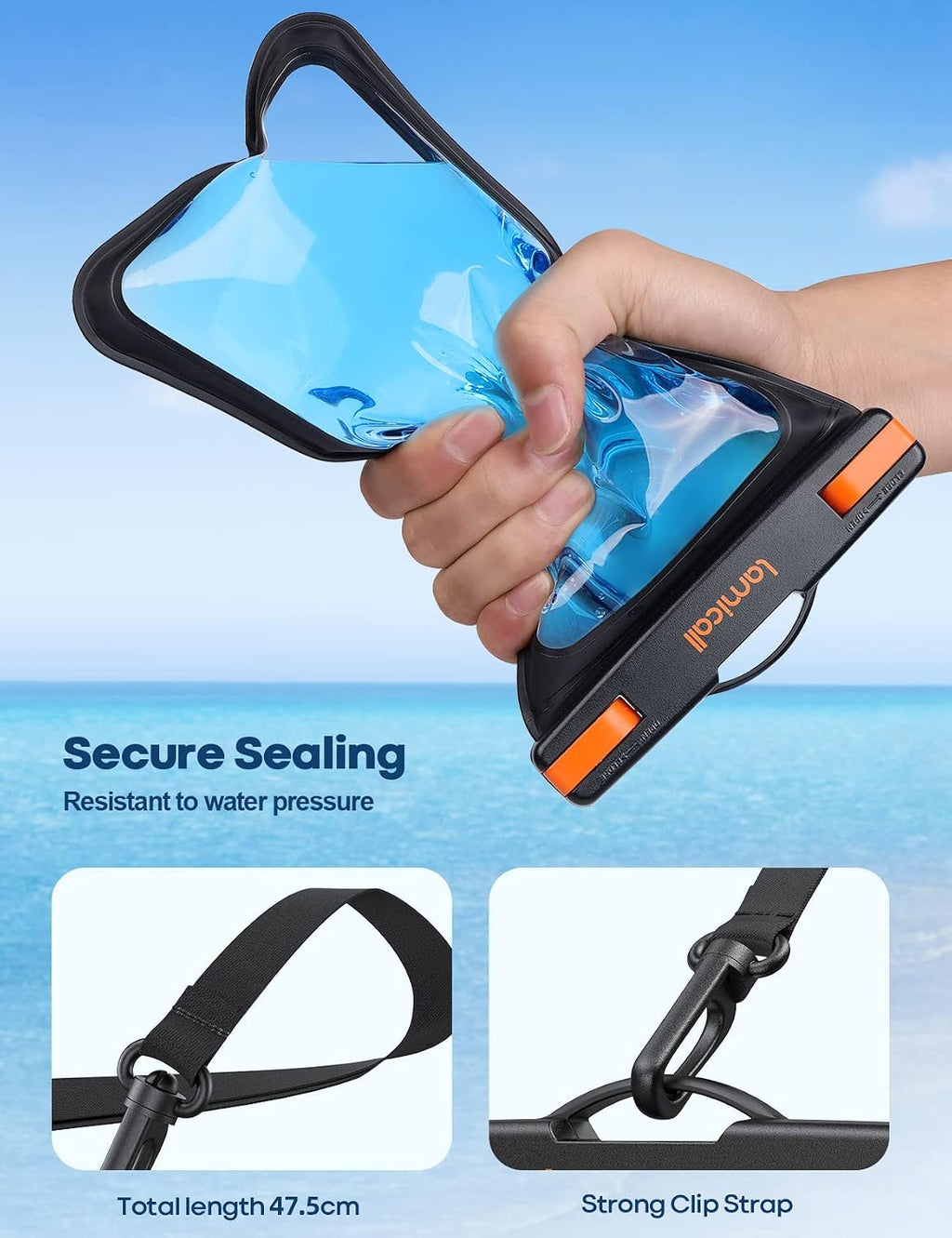 Lamicall wasserdichte Handytasche IPX8 2er Set bis 7 Zoll 7zoll-8zoll