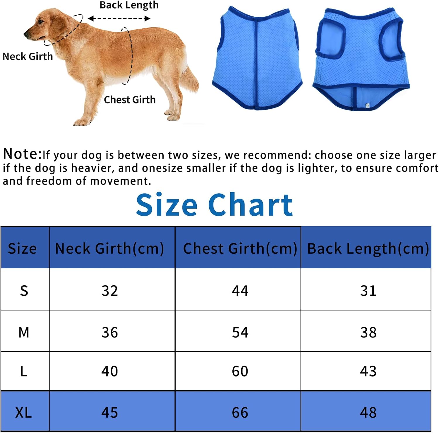 Kuehlweste Hund Sommer kuehlend atmungsaktiv Aermellos Hundemantel Groesse S