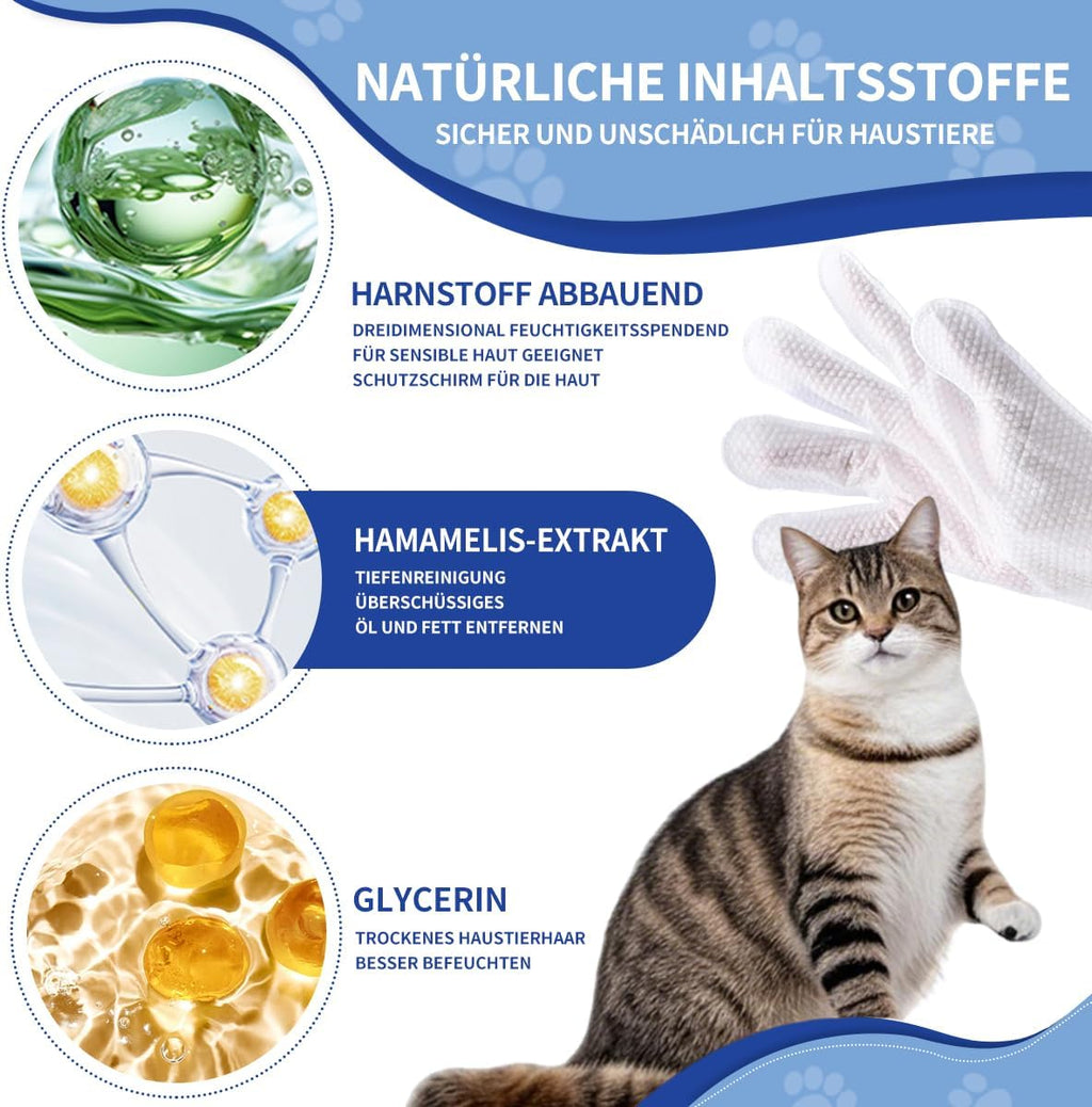Petclear Fellpflegetuecher Handschuh 10er Pack fuer Hunde und Katzen hypoallergen