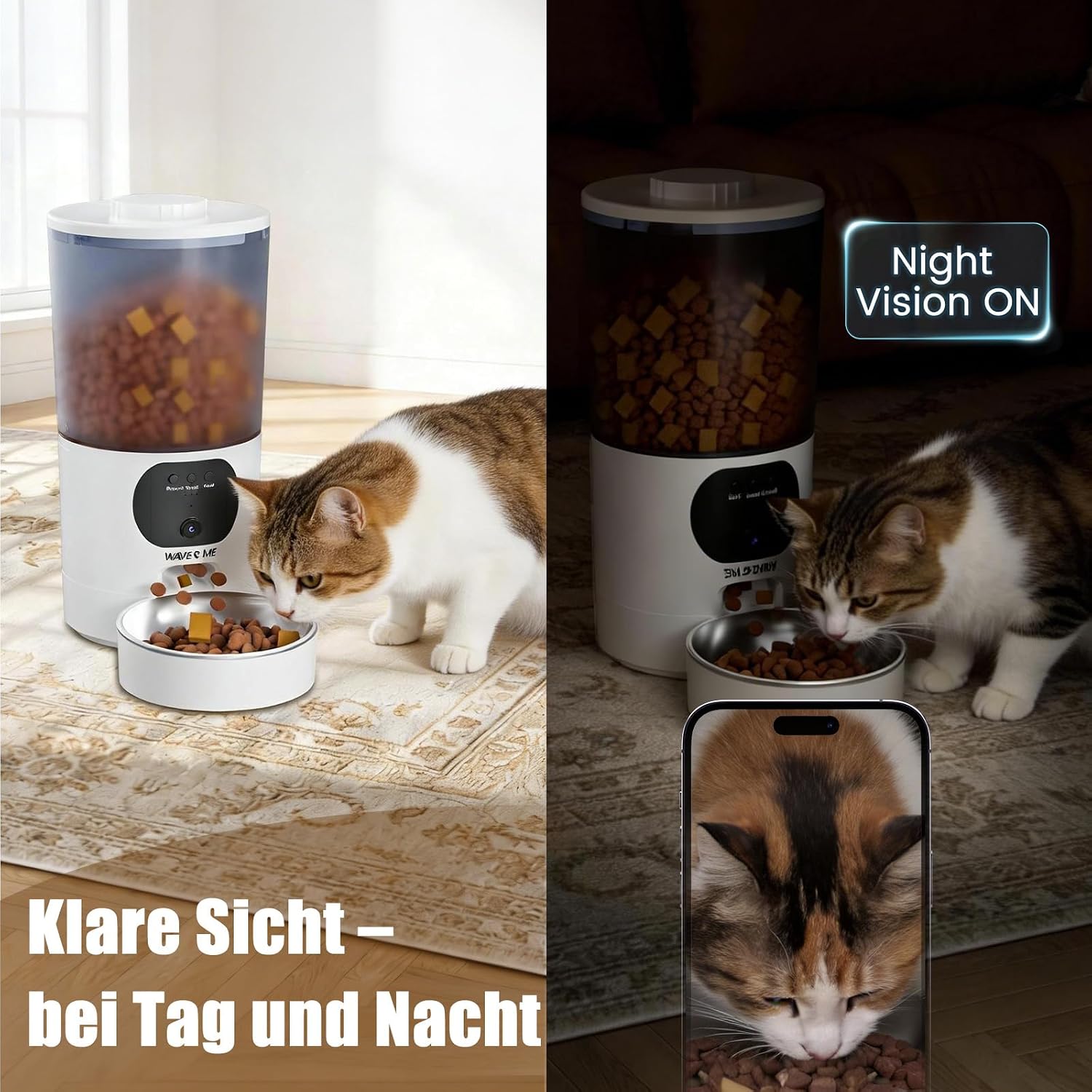 Futterautomat fuer Katzen und Hunde mit App Steuerung und Sprachaufnahme