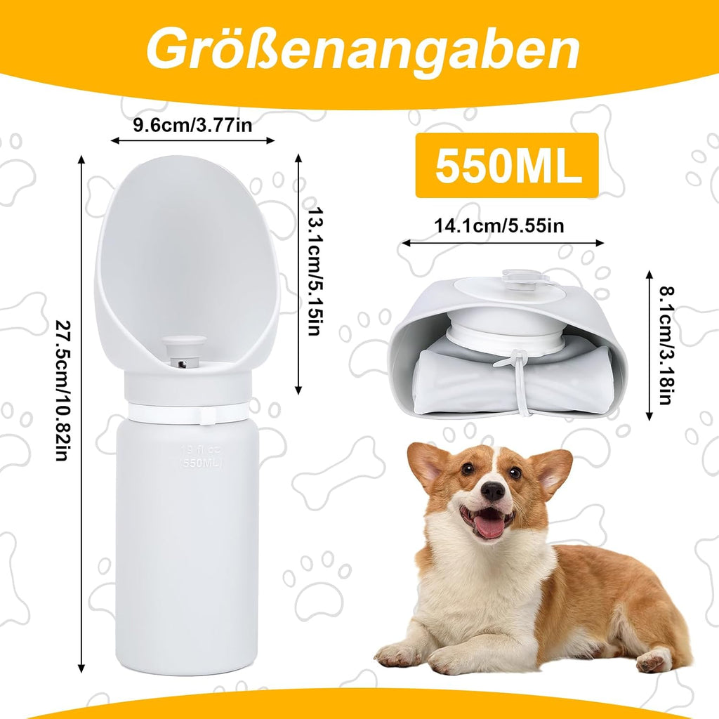 Uncle Yang faltbare Hunde-Trinkflasche 550 ml auslaufsicher Silikon Grau