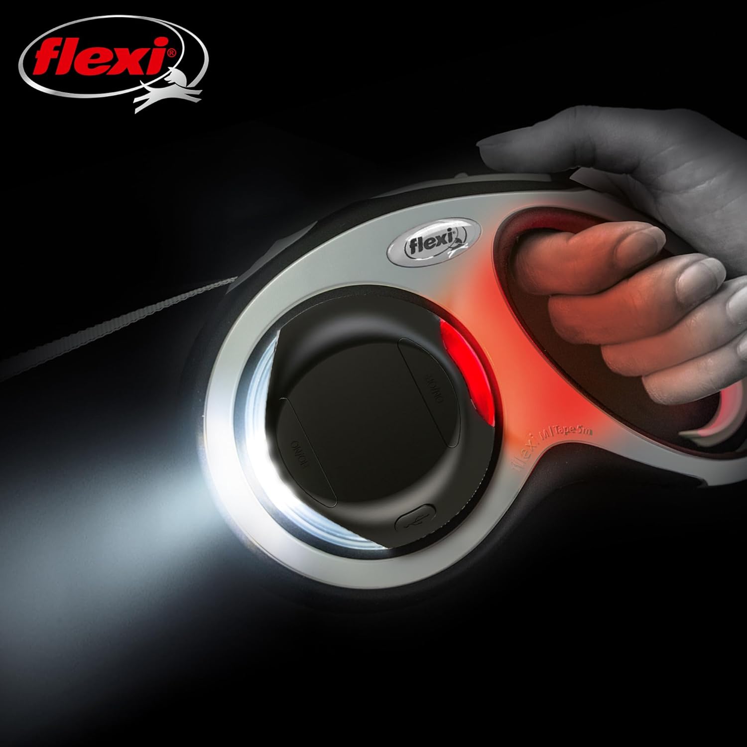 flexi LED Lighting System USB schwarz Zubehoer fuer flexi Roll-Leine
