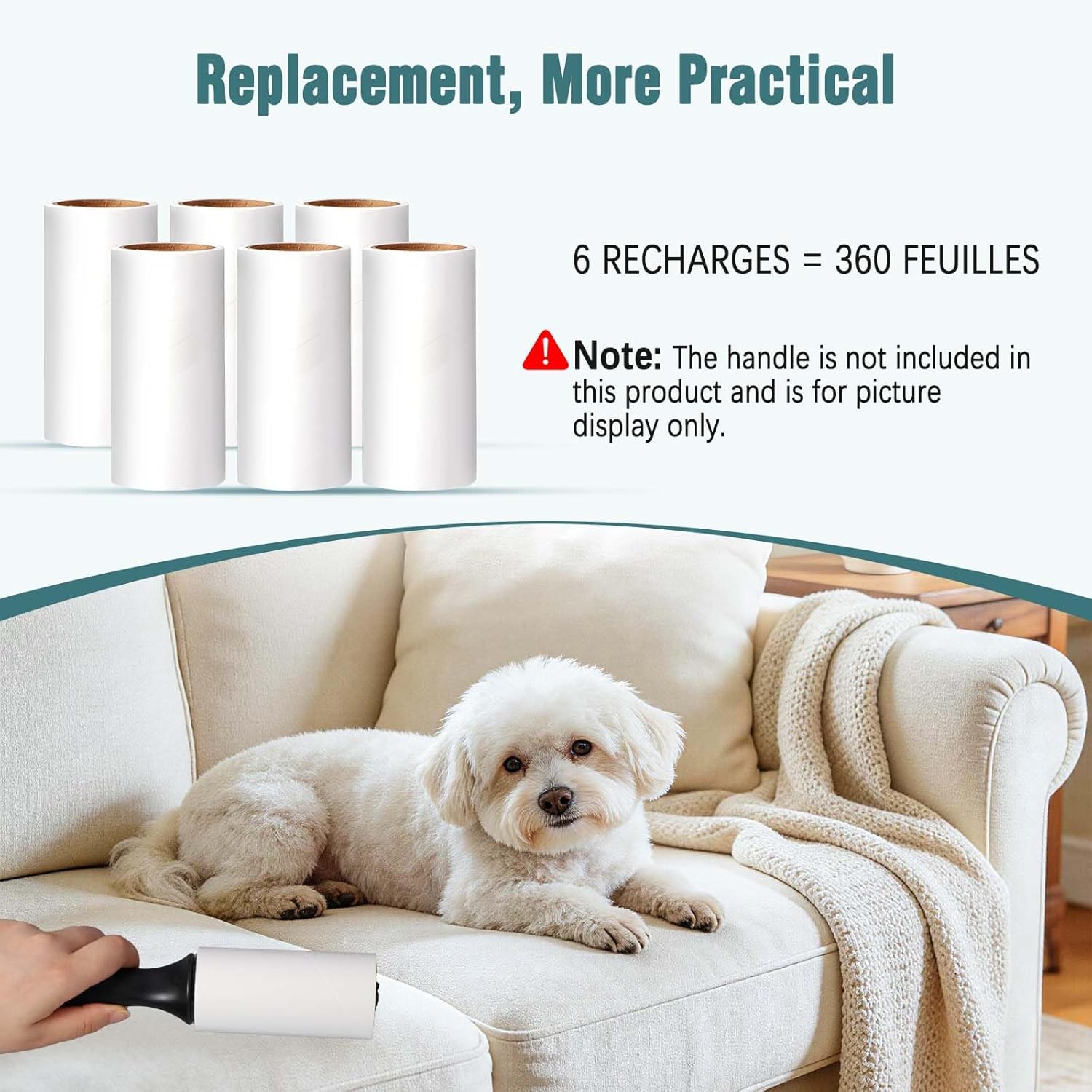 Oderra Fusselrolle selbstklebend 6 Rollen x 60 Blatt Tierhaare Kleidung Sofa