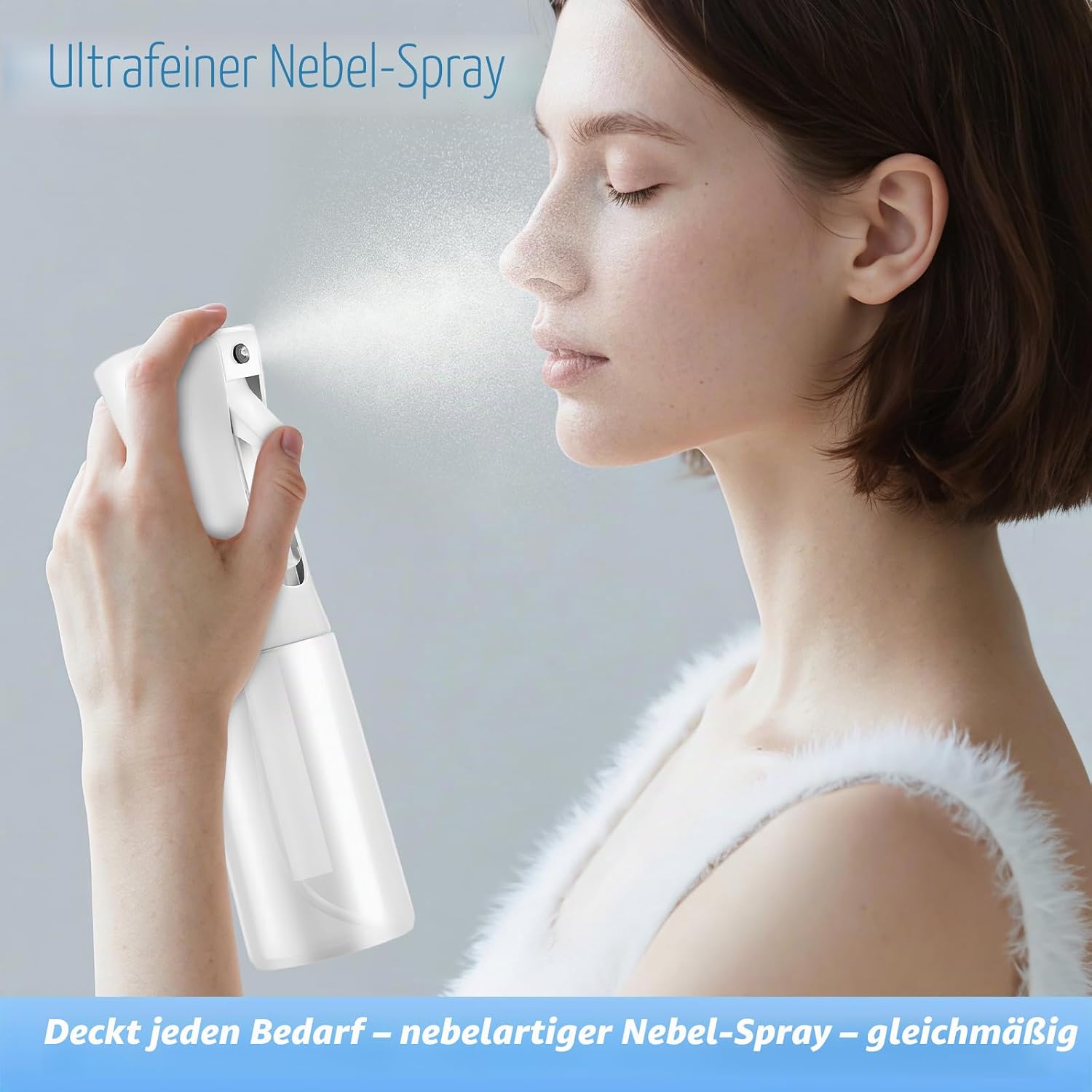 Spruehflasche ultrafeiner Nebel Pflanzenpflege Mattrosa/Weiss