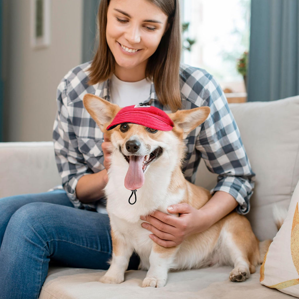 LATRAT Hunde Baseballmuetze verstellbar mit Ohrloechern Sonnenschutz S-XL Blau