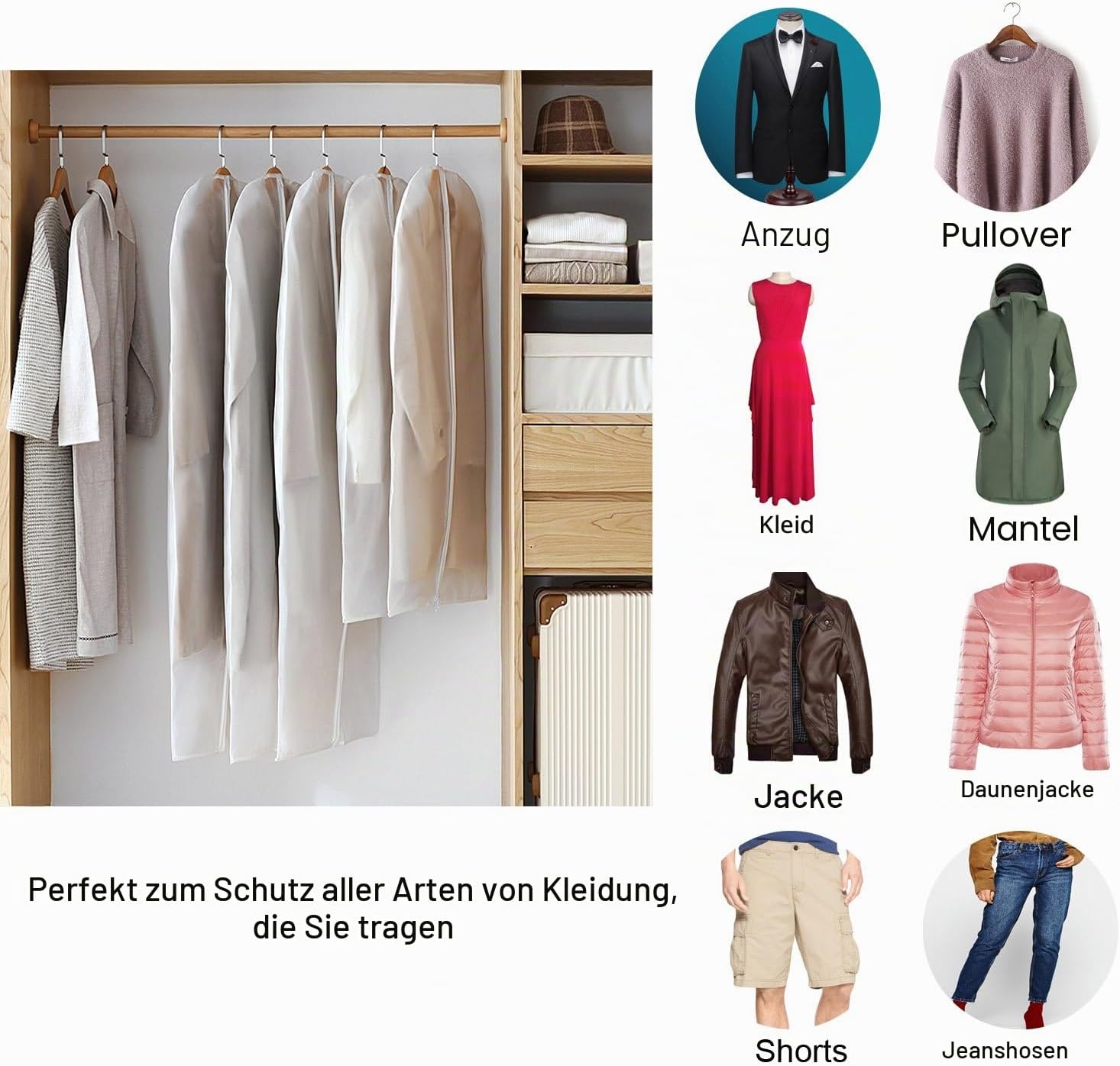 Niviy Kleidersack Anzug 6er Set transparent 60x100 cm