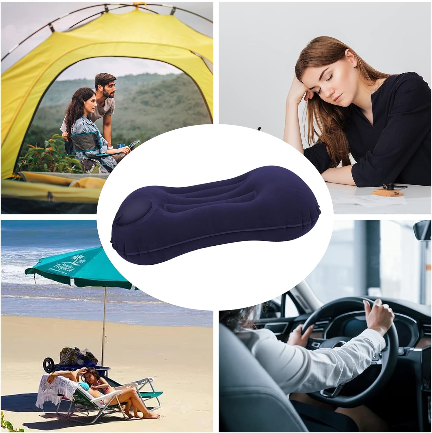 YOUXIU Aufblasbares Reisekissen Camping Kopfkissen Handpresse fuer Outdoor