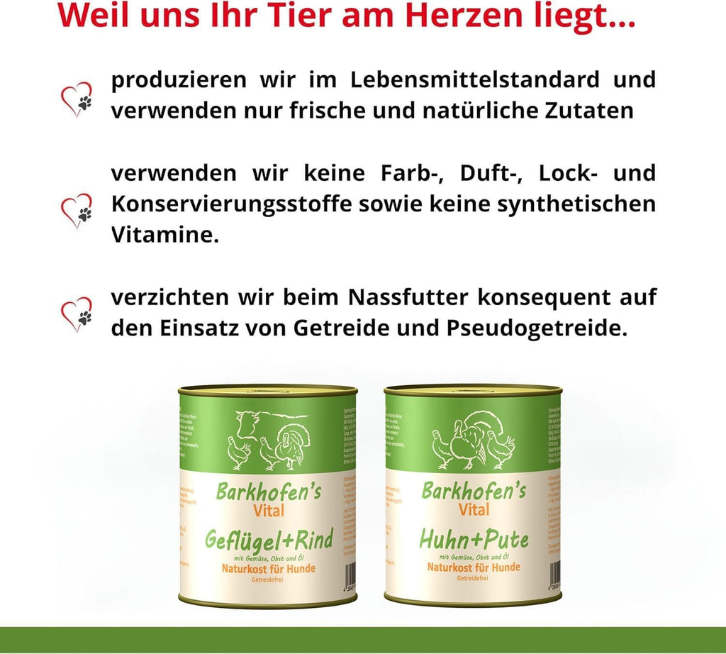 Barkhofen Hundefutter Nass 6x800g getreidefrei mit Gefluegel und Rind