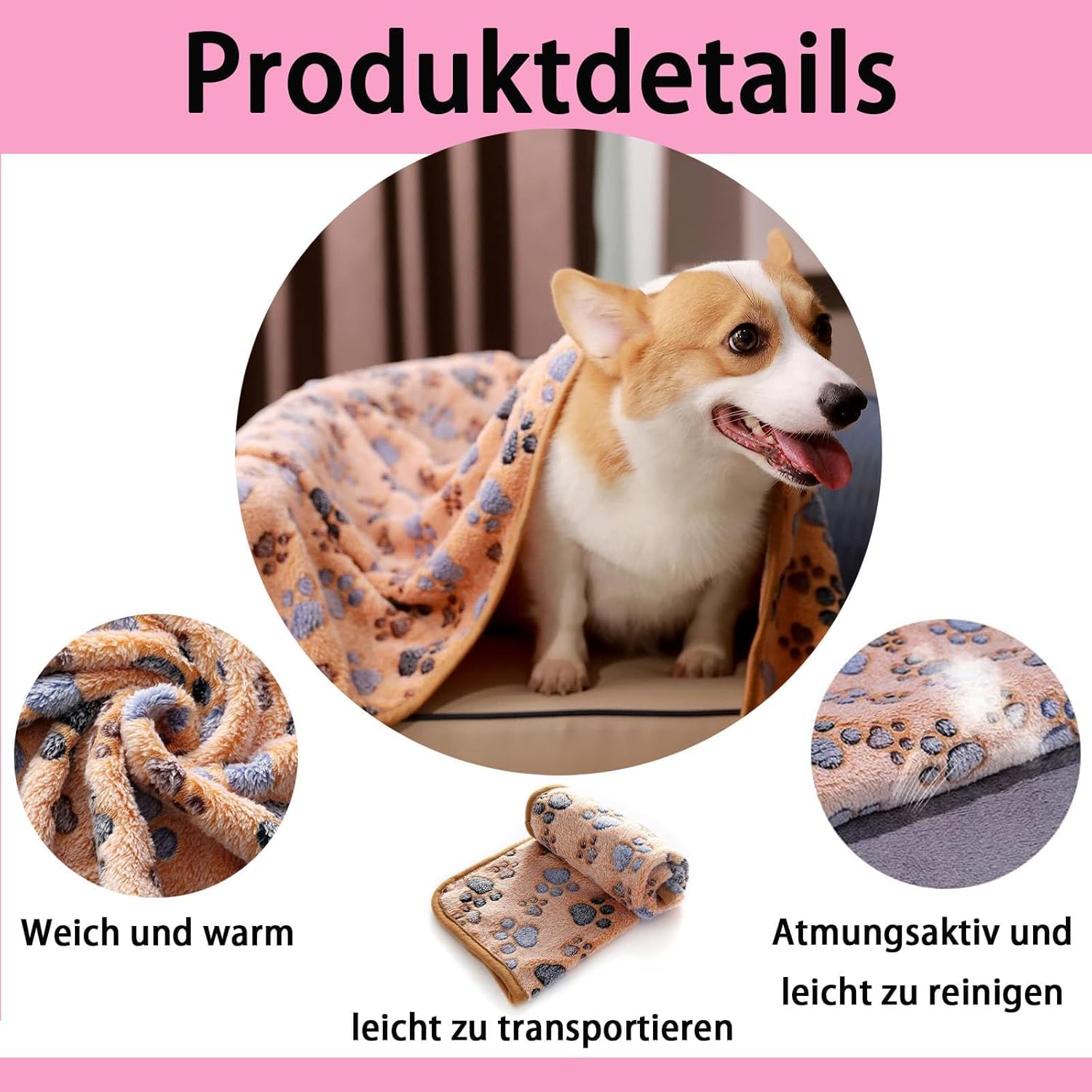 Katzendecke Flauschig Waschbar Haustierdecke 40x60 cm 3er Set