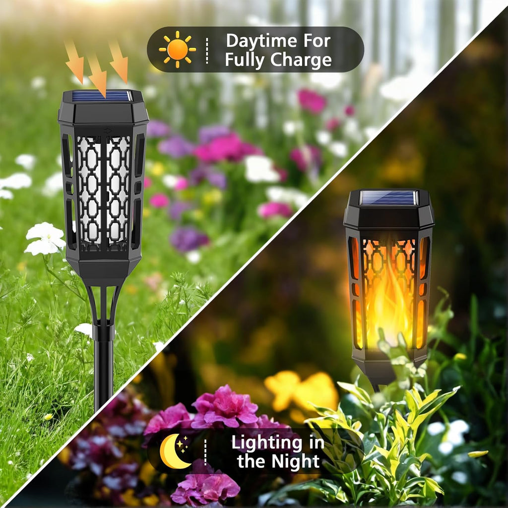 Solarlampen Aussen mit realistischem Flammeneffekt 4er Set IP65 wasserdicht