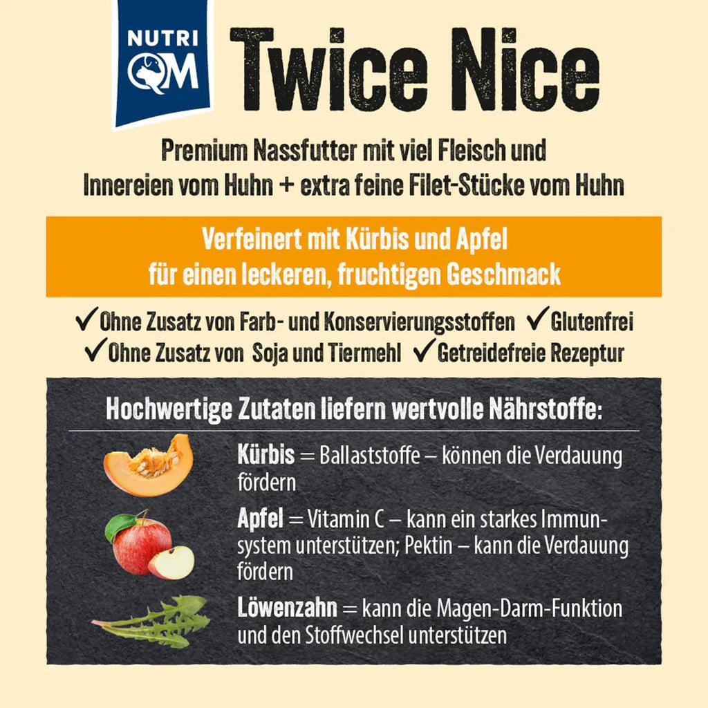 NutriQM Hundefutter Adult Nass mit Pute & Huhn 2 x 800g + Gelenk Snacks 400g