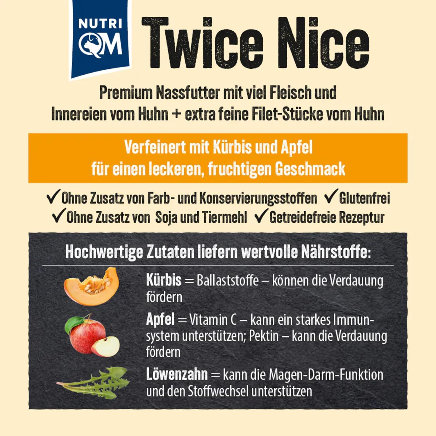 NutriQM Hundefutter Adult Nass mit Pute & Huhn 2 x 800g + Gelenk Snacks 400g