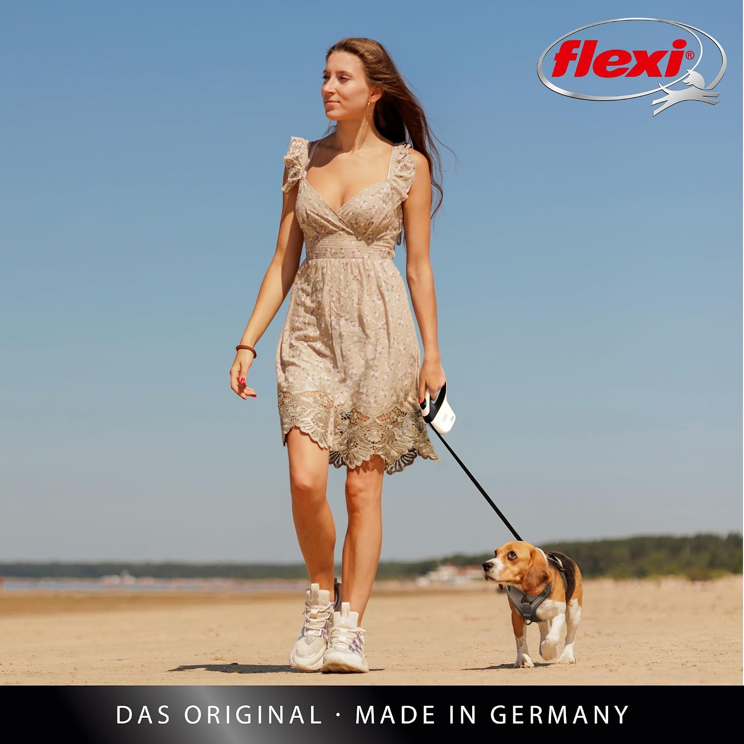 flexi One Gurt-Rollleine 5 m fuer Hunde bis 30 kg weiss-schwarz, 282 g
