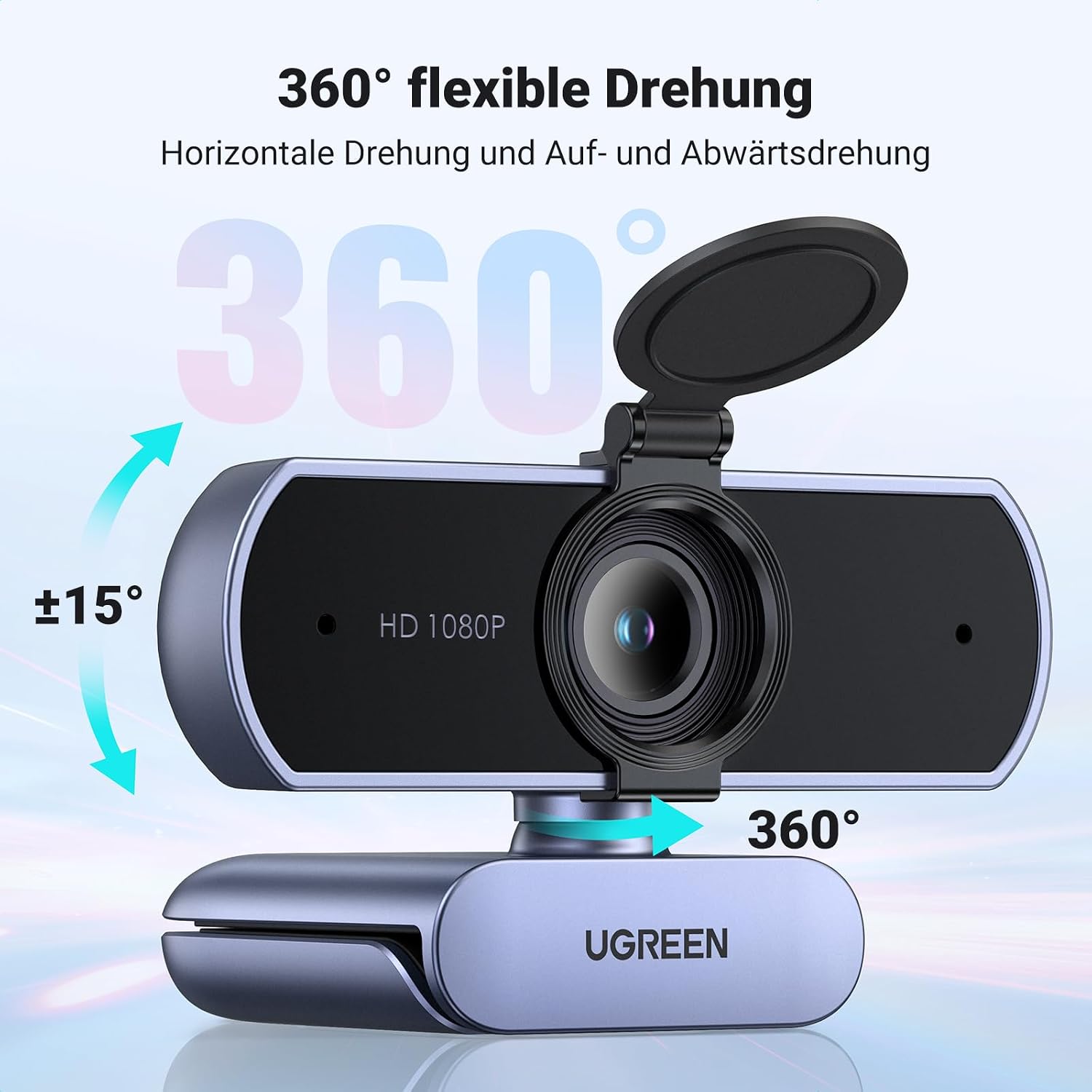UGREEN Webcam 1080p Full HD USB mit Mikrofon 90° Sichtfeld