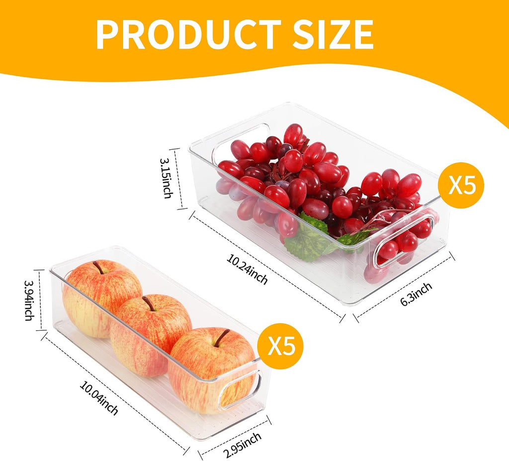 Kuehlschrank Organizer Set 10tlg 2 Groessen BPA-frei fuer Kueche Schublade Schreibtis