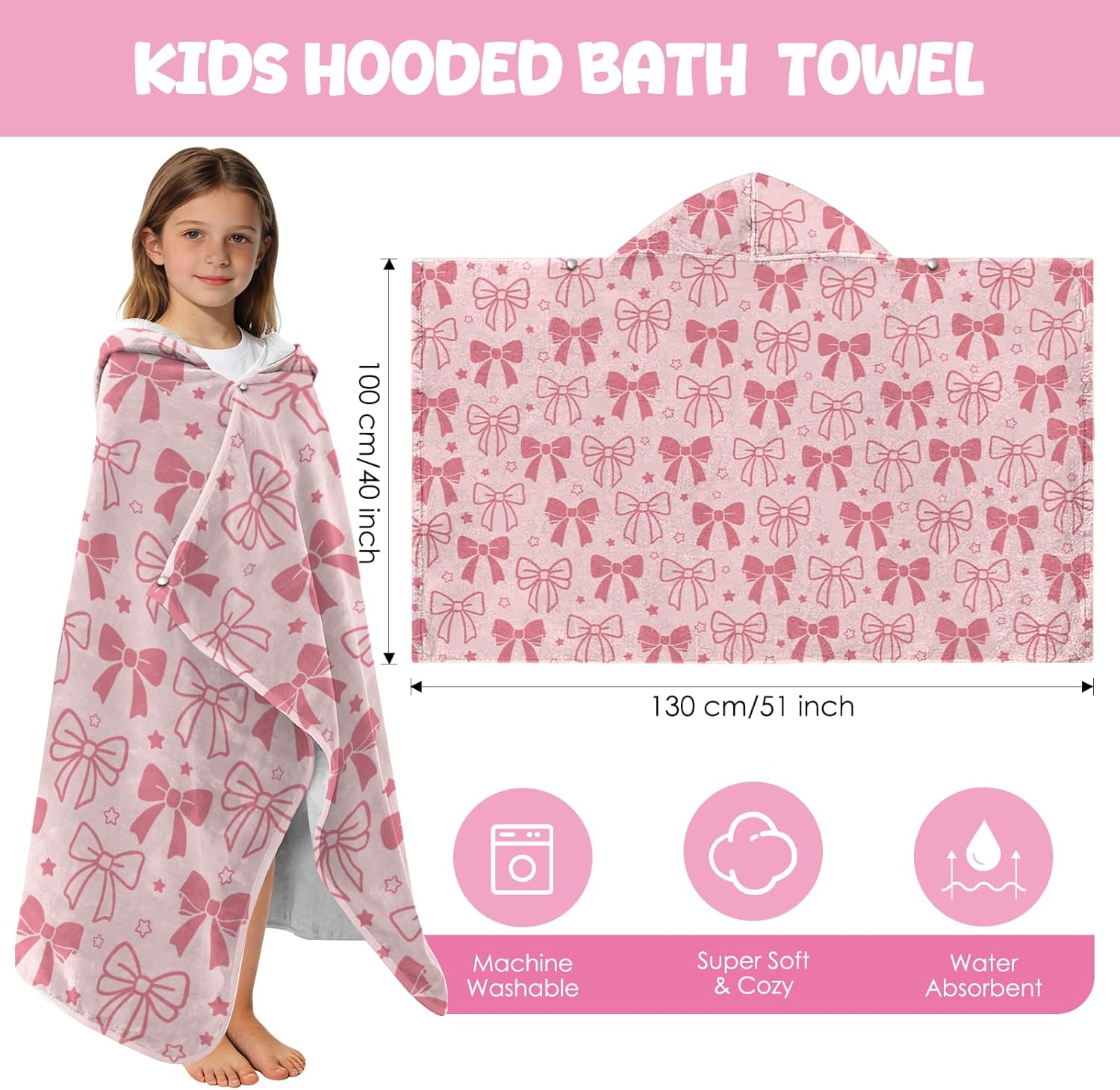 Eiscreme Kapuzenponcho Handtuch 130x100 cm Kinder Jungen Maedchen Strand Schwimmb