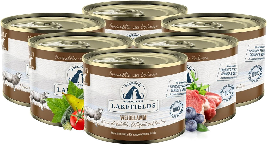 Lakefields Hundefutter nass Lamm 60% 6 x getreidefrei