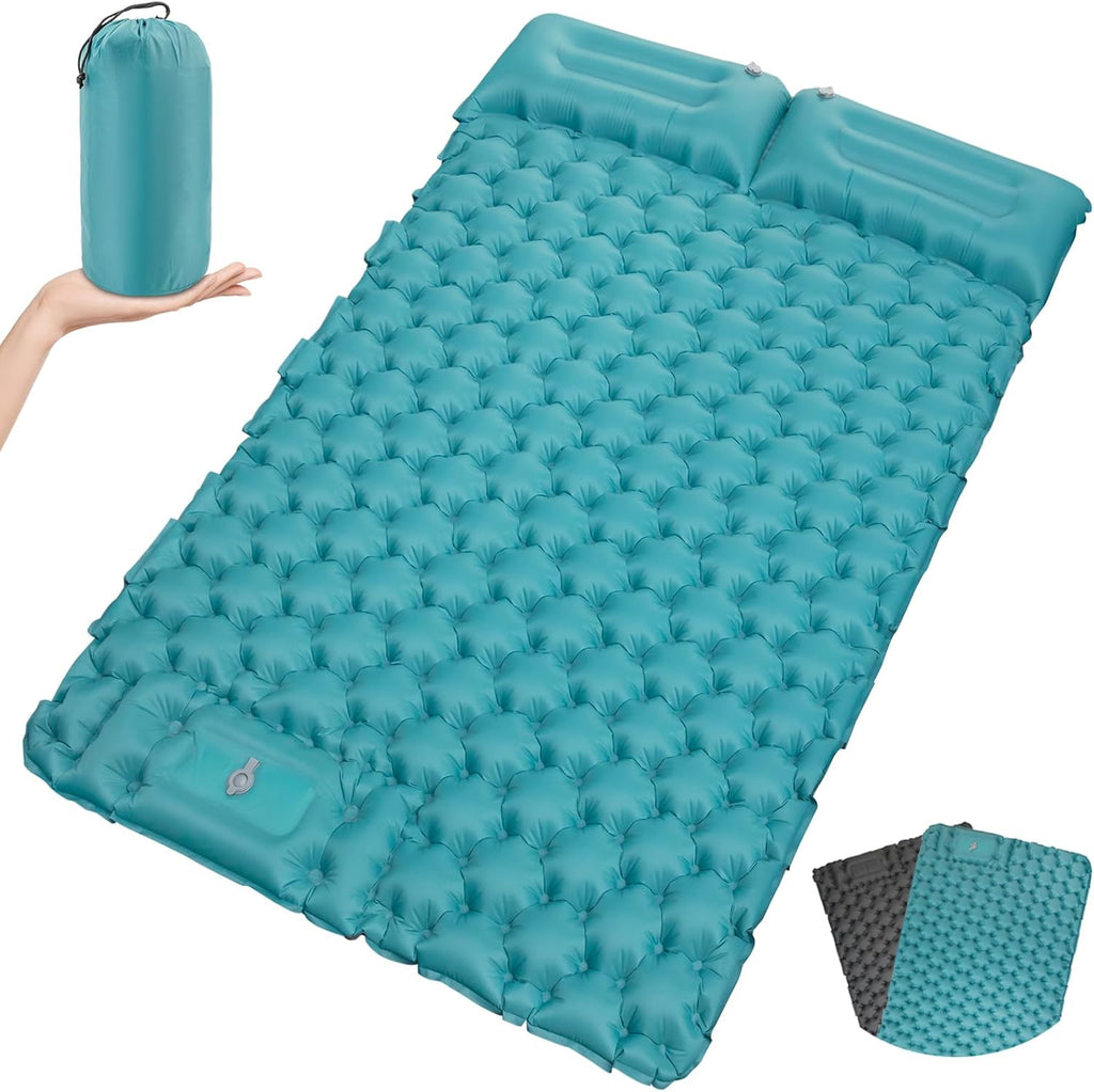 Satisure aufblasbare Isomatte Camping mit Fusspumpe und Kopfkissen ultraleicht