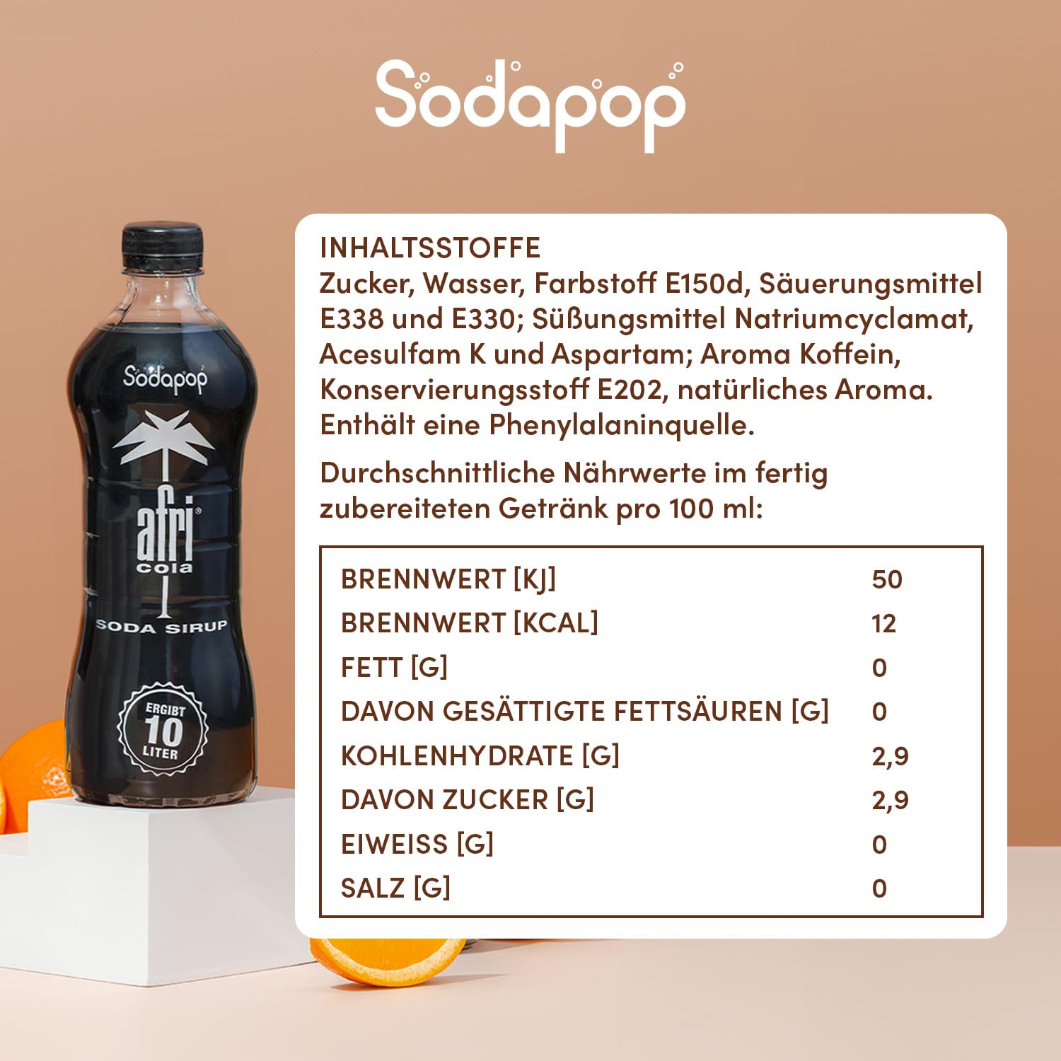 Sodapop Sirup Afri Cola 500 ml fuer 10 Liter Fertiggetraenk