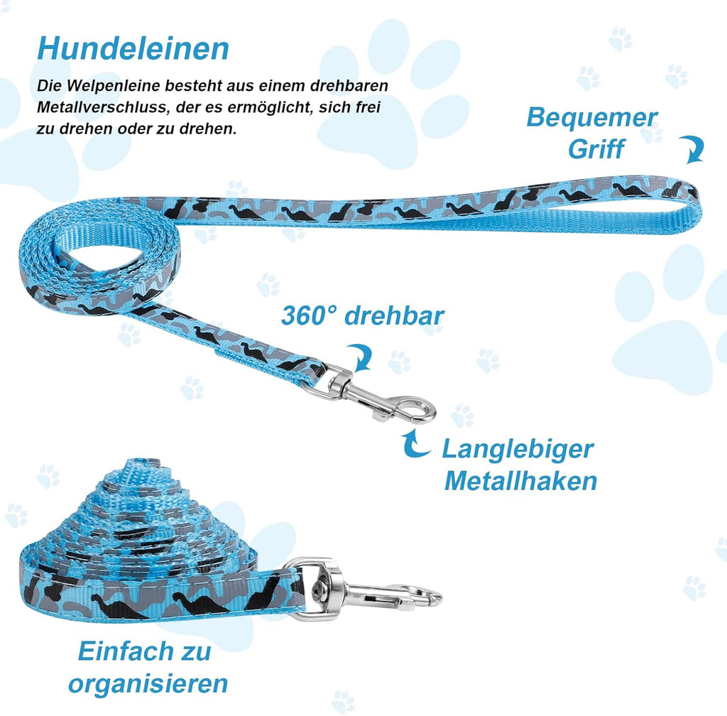 Welpenhalsband mit Leine Set Nylon verstellbar für kleine und mittlere Hunde, 2e
