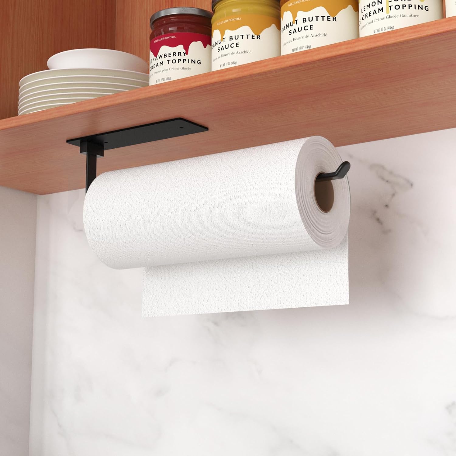 Kuechenrollenhalter Schwarz selbstklebend Unter Schrank Wandmontage ohne Bohren