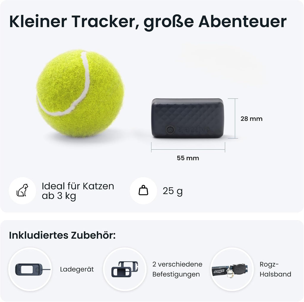 Tractive CAT Mini GPS Tracker Katzen Halsband Braun mit Live-Ortung