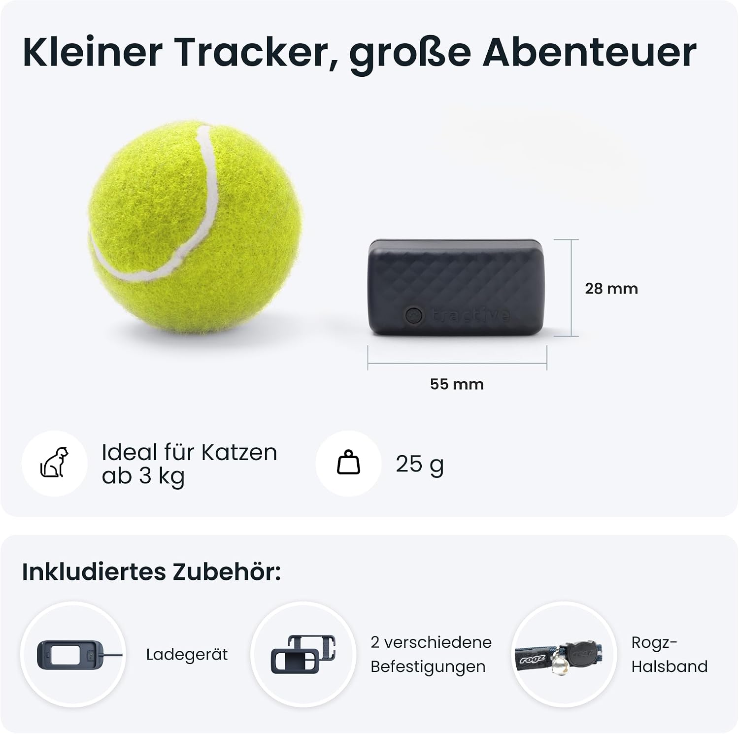 Tractive CAT Mini GPS Tracker Katzen Halsband Braun mit Live-Ortung
