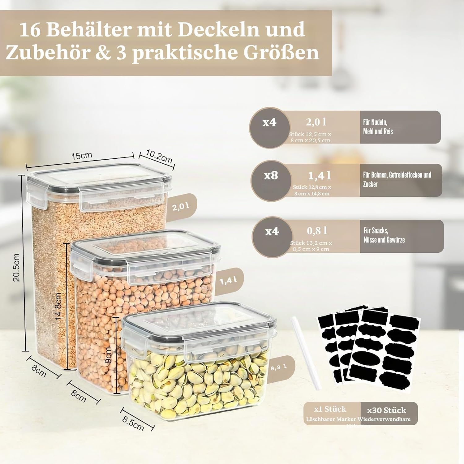 Gomaihe Vorratsdosen 25er Set luftdicht Kunststoff Aufbewahrungsdosen