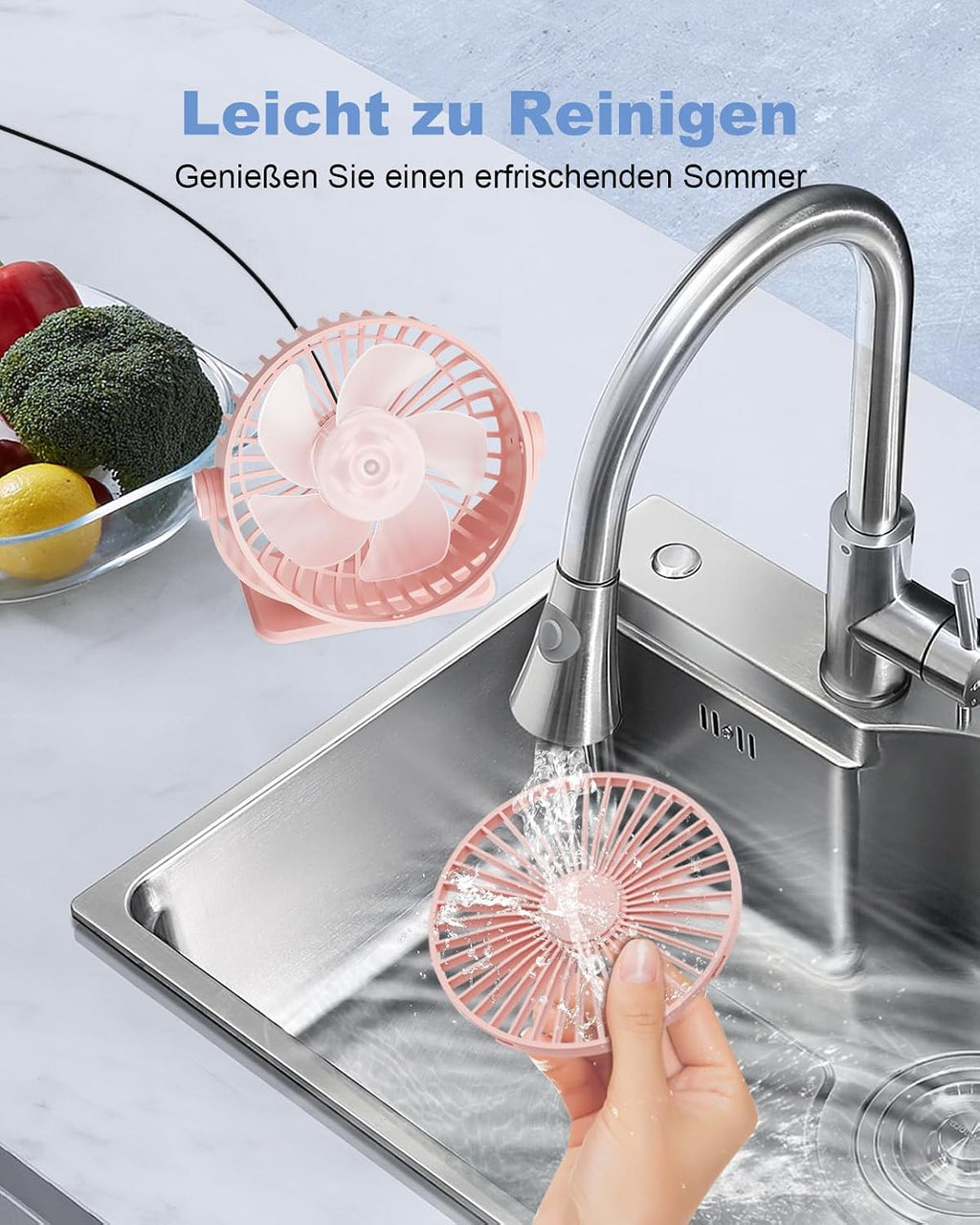 TriPole Mini Tischventilator USB 3 Geschwindigkeiten 360° Neigung leise