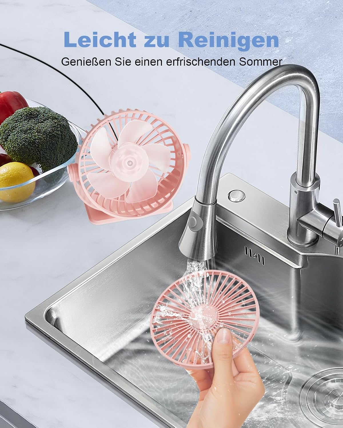 TriPole Mini Tischventilator USB 3 Geschwindigkeiten 360° Neigung leise