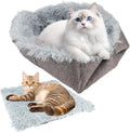 Katzenbett 2in1 Plüsch Kissen und Korb 61x51 cm Grau