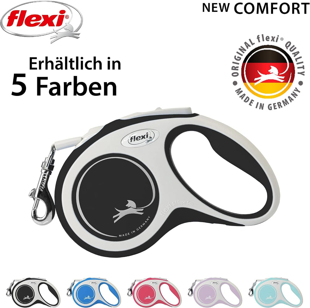 flexi Comfort S 5 m Gurt-Rollleine Schwarz fuer Hunde bis 15 kg 221 g