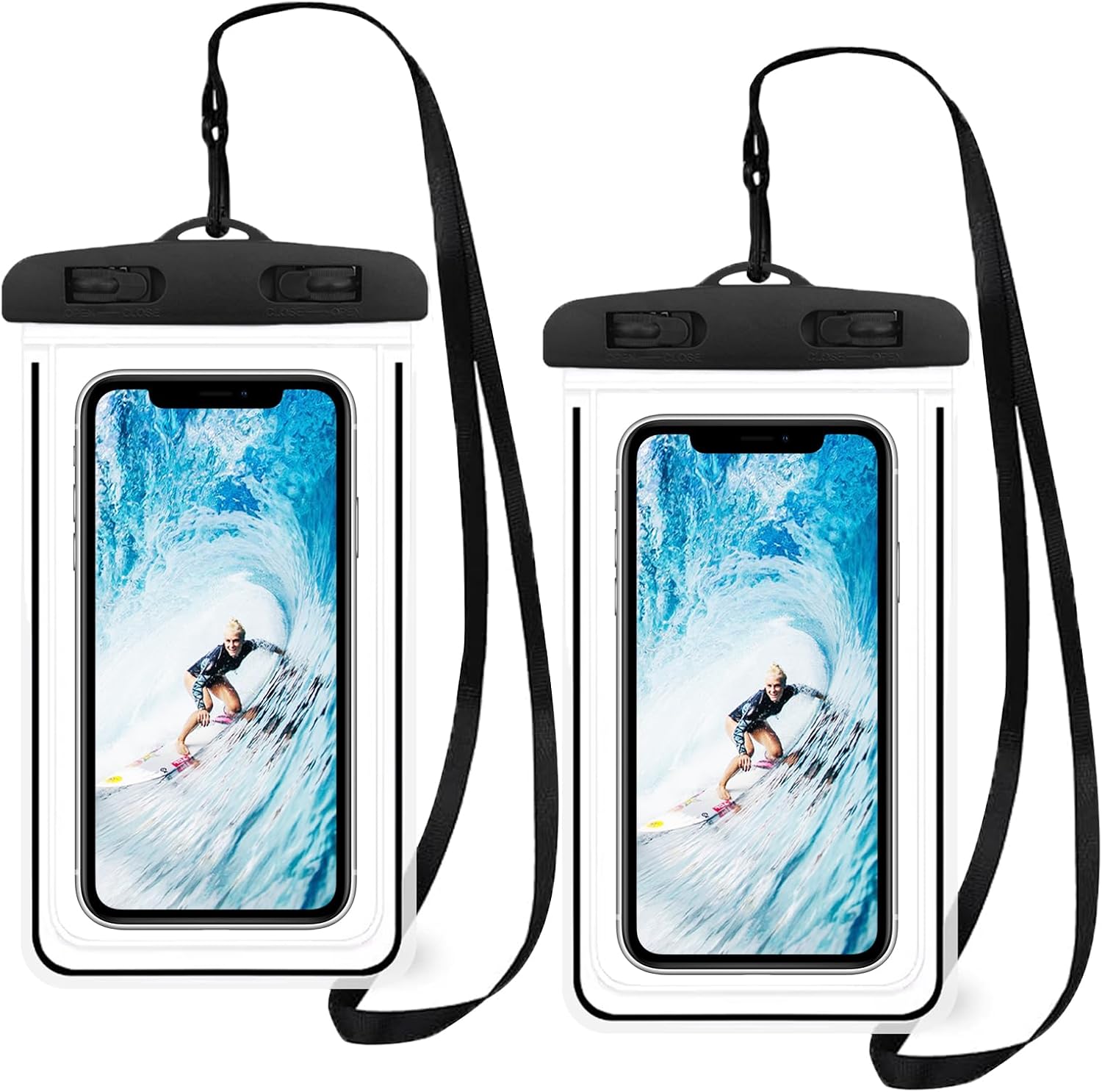 2er Set schwarze wasserdichte Handyhuelle zum Tauchen Schwimmen Beach Outdoor